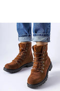 bottines daim marron robustes élégantes hiver Solea doublure laine mouton lacets corde tressée œillets bronze vieilli semelle caoutchouc crantée adhérence