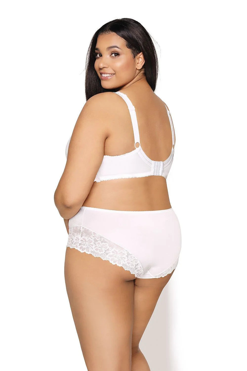 culotte féminine élégante classique dentelle blanche microfibre douce extensible couvrante mi haute maintien optimal bords surpiqués