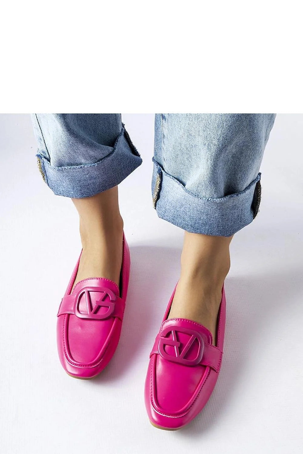 Mocassins pour femmes rose vif cuir écologique boucle croisée à enfiler talon plat été décontracté élégant mode