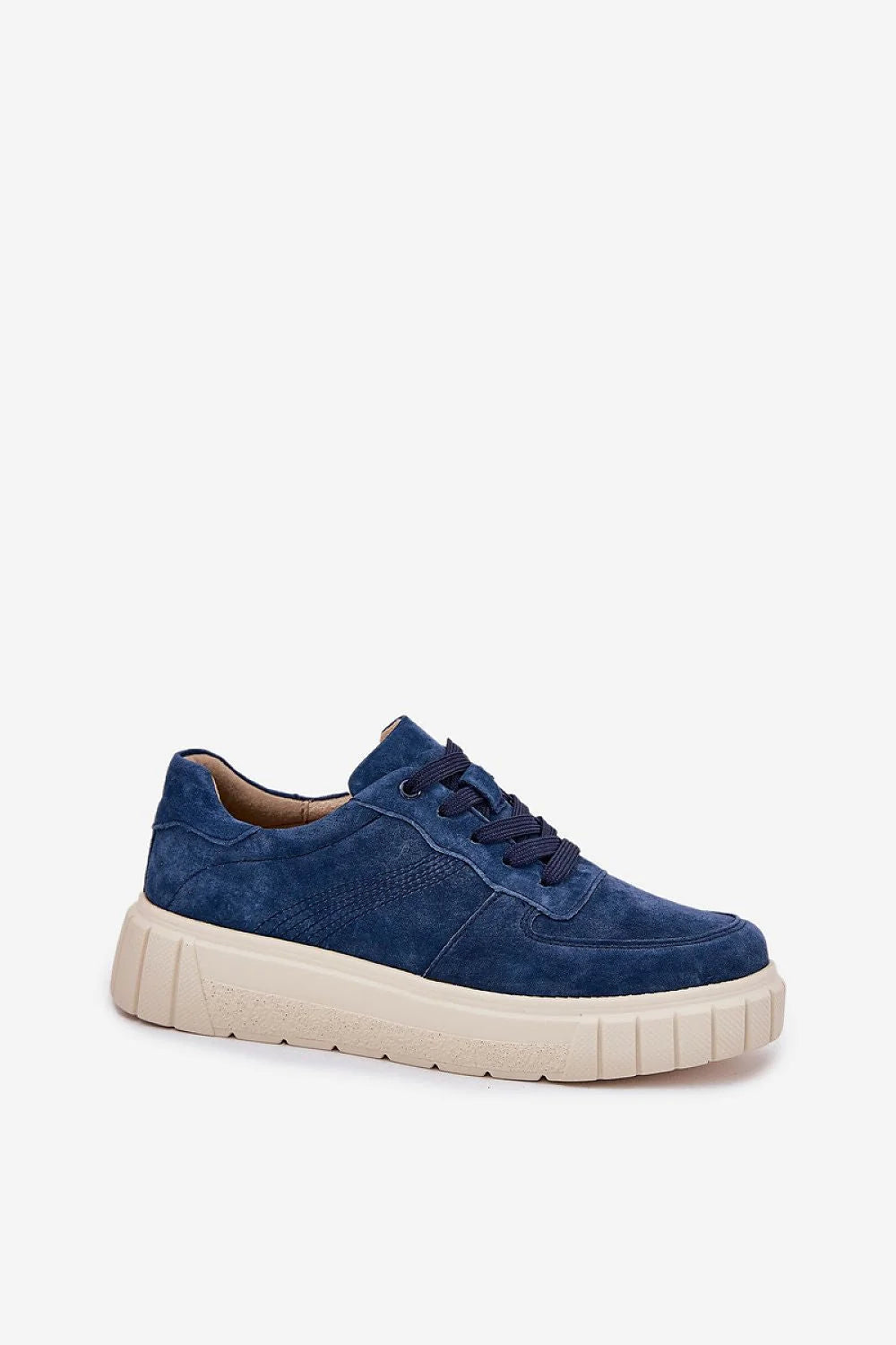 Chaussures de sport pour femmes style urbain cuir suédé bleu marine plateforme 3.5cm tige 6cm confort