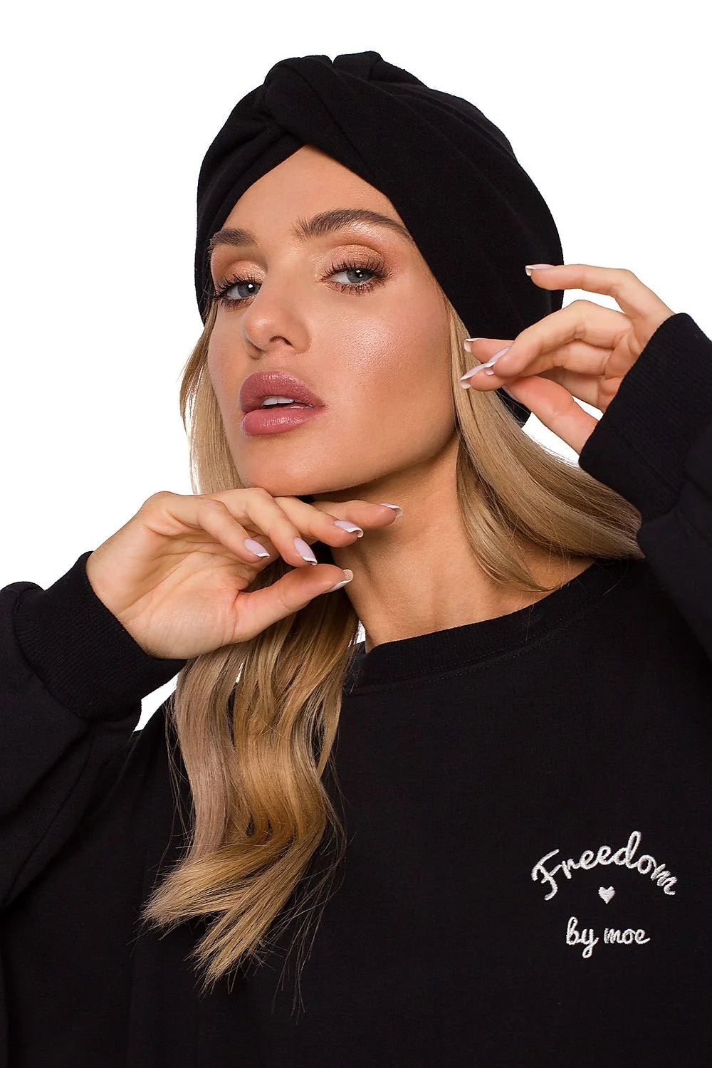 Ensemble turban et top femme coton mélangé bohème confortable élégant beige rosé brodé casual