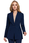 Blazer femme ajusté en tissu bleu marine élégant pour un style professionnel et chic
