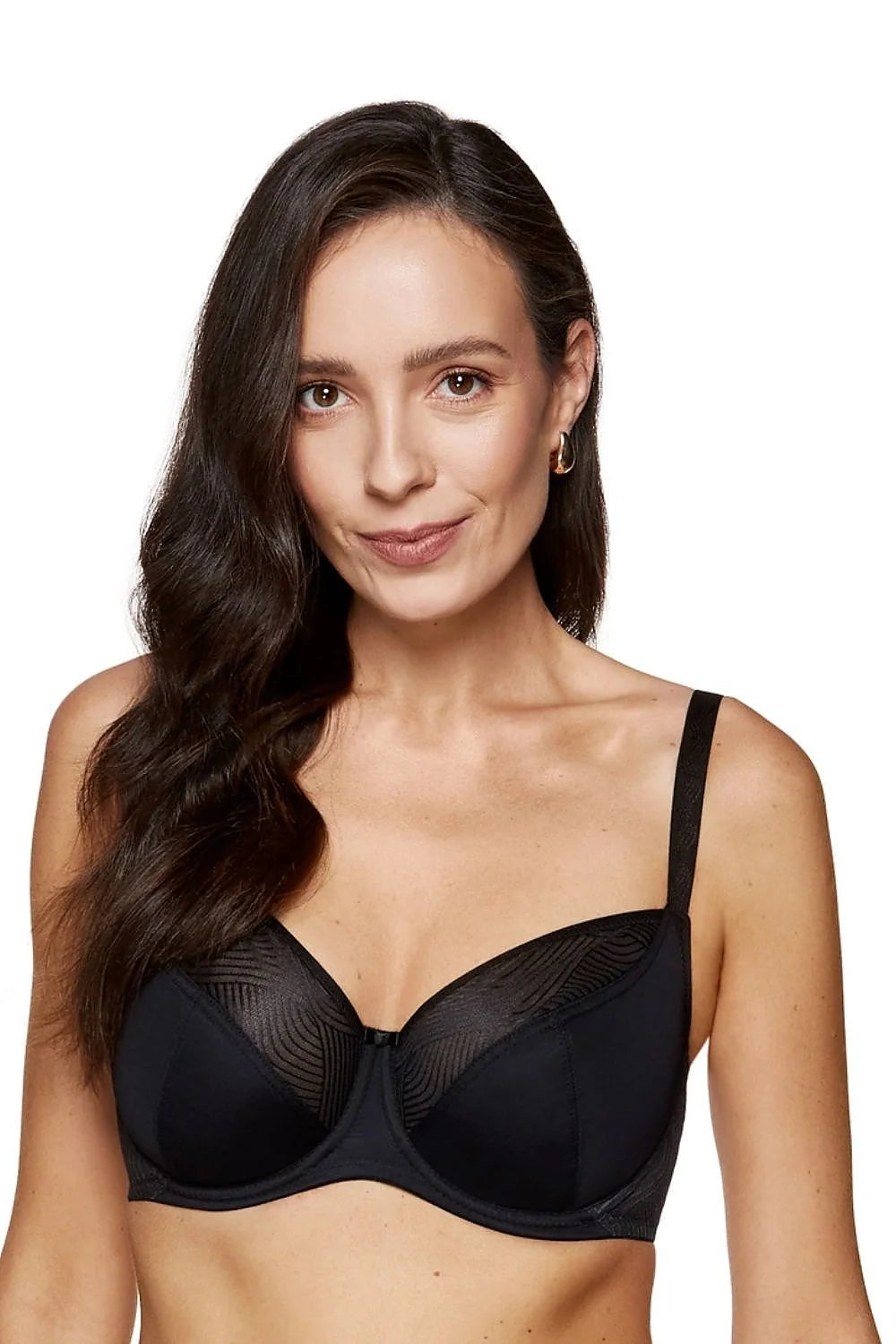 gorteks laurel soutien gorge balconnet armatures noir bonnets moulés opaques tulle mesh graphique noeud décoratif maintien structuré bretelles réglables minimaliste