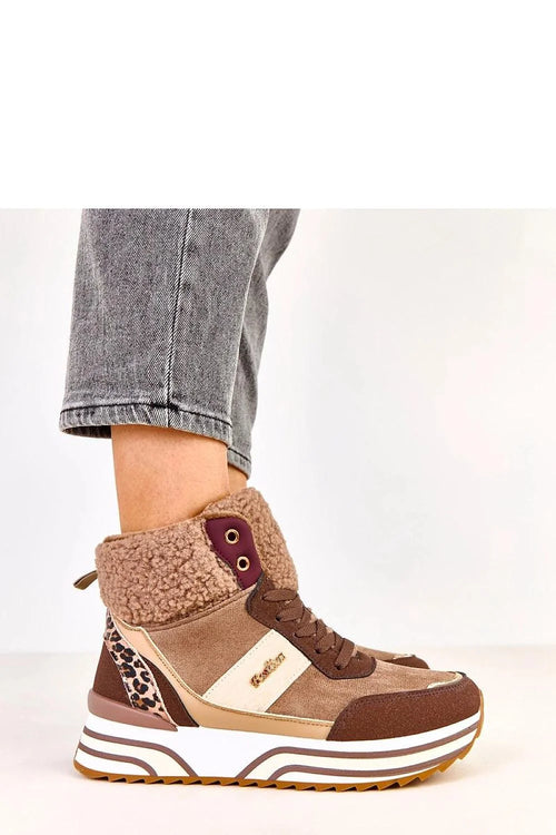 baskets montantes femme taupe camel suédine sherpa fourrée plateforme compensée flatform lacets zip latéral œillets dorés imprimé léopard maintien confort