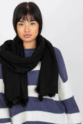 Écharpe pour femme élégante en acrylique noire longue à pompons en fausse fourrure douce et chaude pour l'hiver