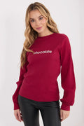 chemisier femme décontracté rayures larges coton stretch broderie logo imprimé blanc bordeaux col rond manches longues bouffantes poignets resserrés ajustée