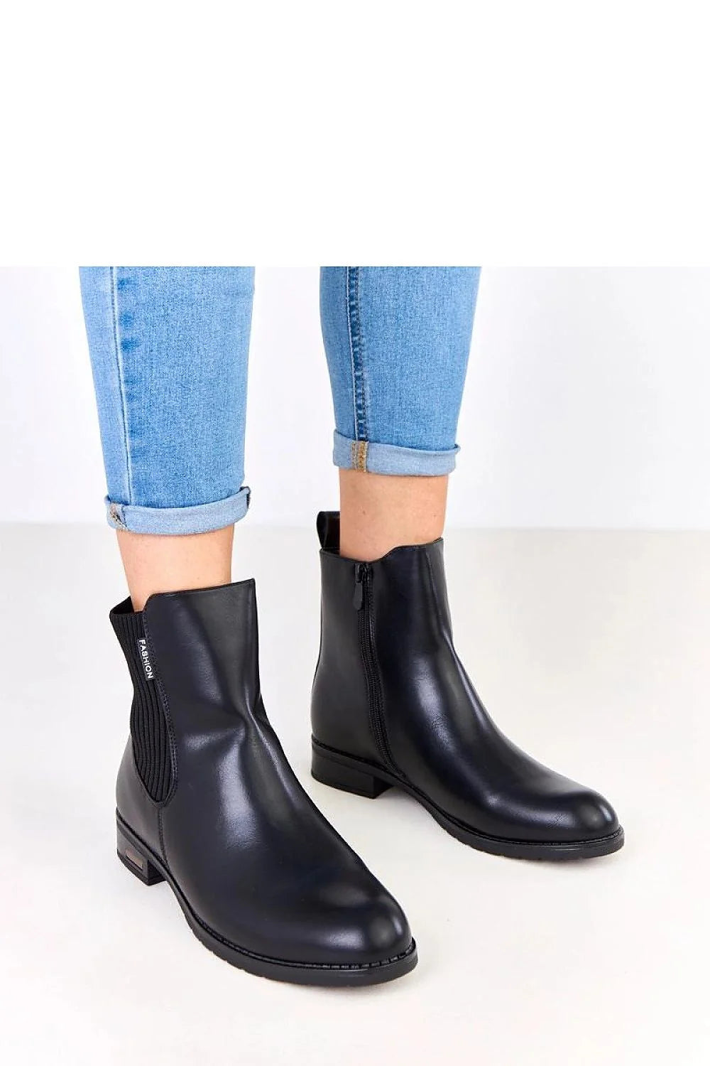 bottines chelsea femme mi cheville noir cuir artificiel haute qualité bout rond talon bas 3cm empiècement élastique côtelé fermeture éclair