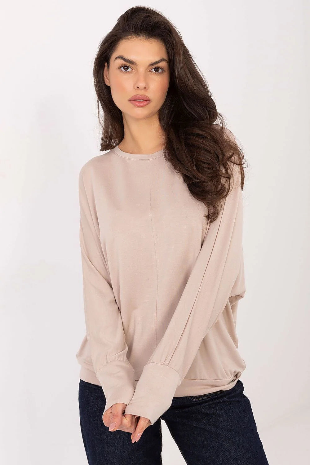 chemisier femme décontracté modal élasthanne micro doux respirant coupe ample manches longues encolure ronde tombé fluide patch discret minimaliste