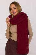 châle écharpe longue large bordeaux profond grosse maille côtelée tricot épais doux enveloppant chaud cosy chic automne hiver acrylique nylon