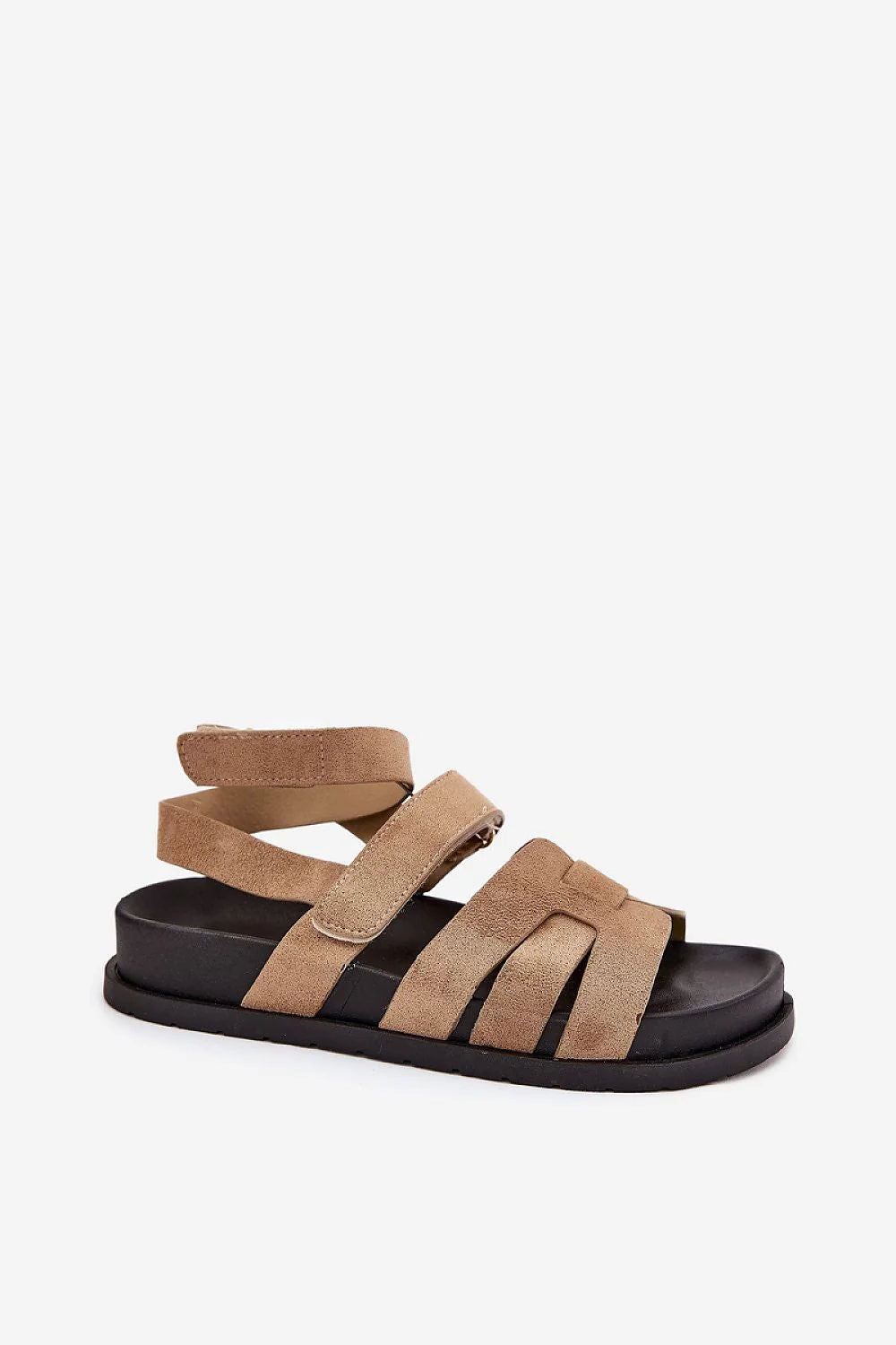 Sandales femmes style moderne en suédine écologique plateforme fermeture Velcro bracelet cheville coquillages confort élégance été mode sandales bohème cuir synthétique antidérapant sandales ajustables