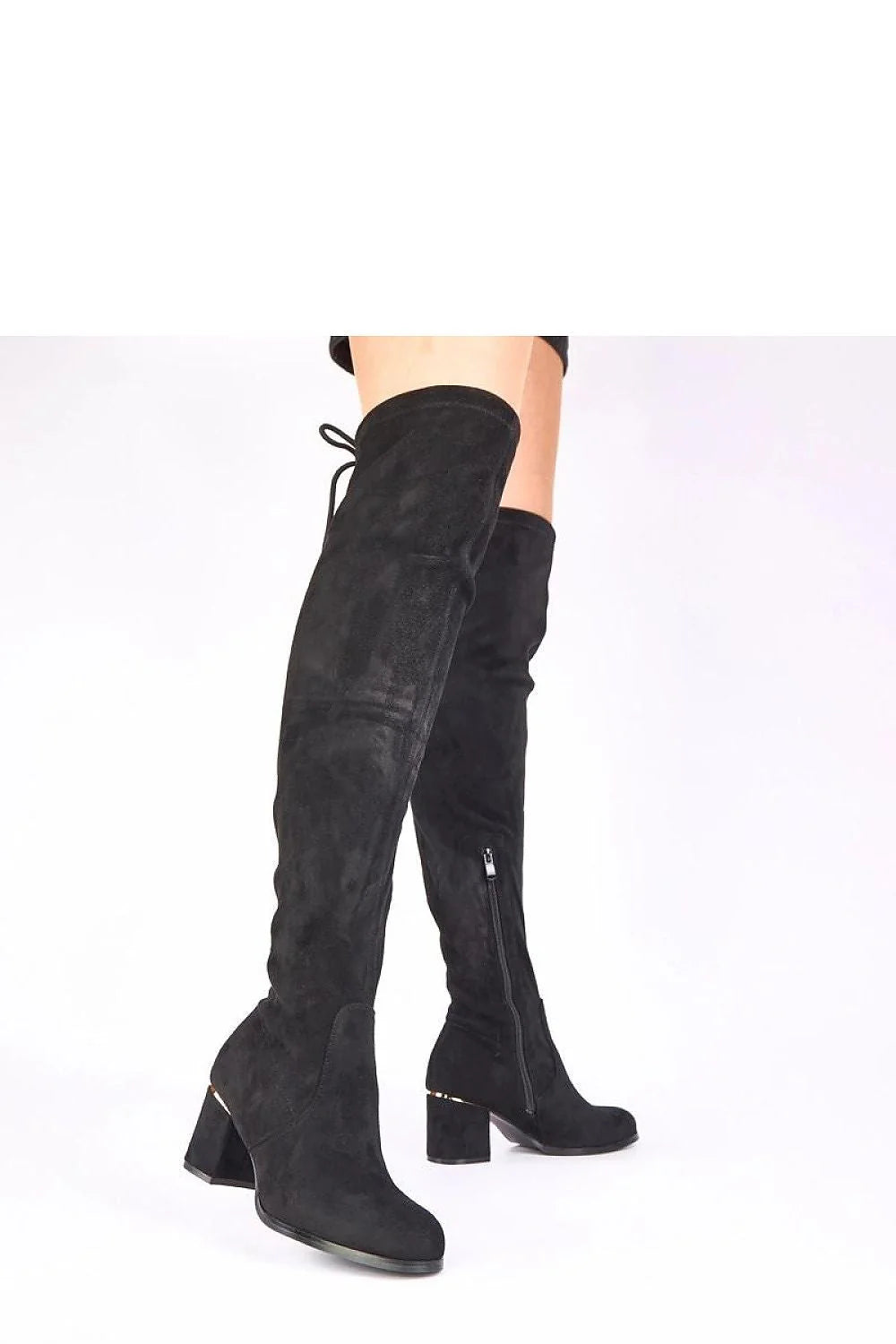 Bottes cuissardes suédine noires élégantes confortables talon bloc moyen tendance femme automne hiver chic