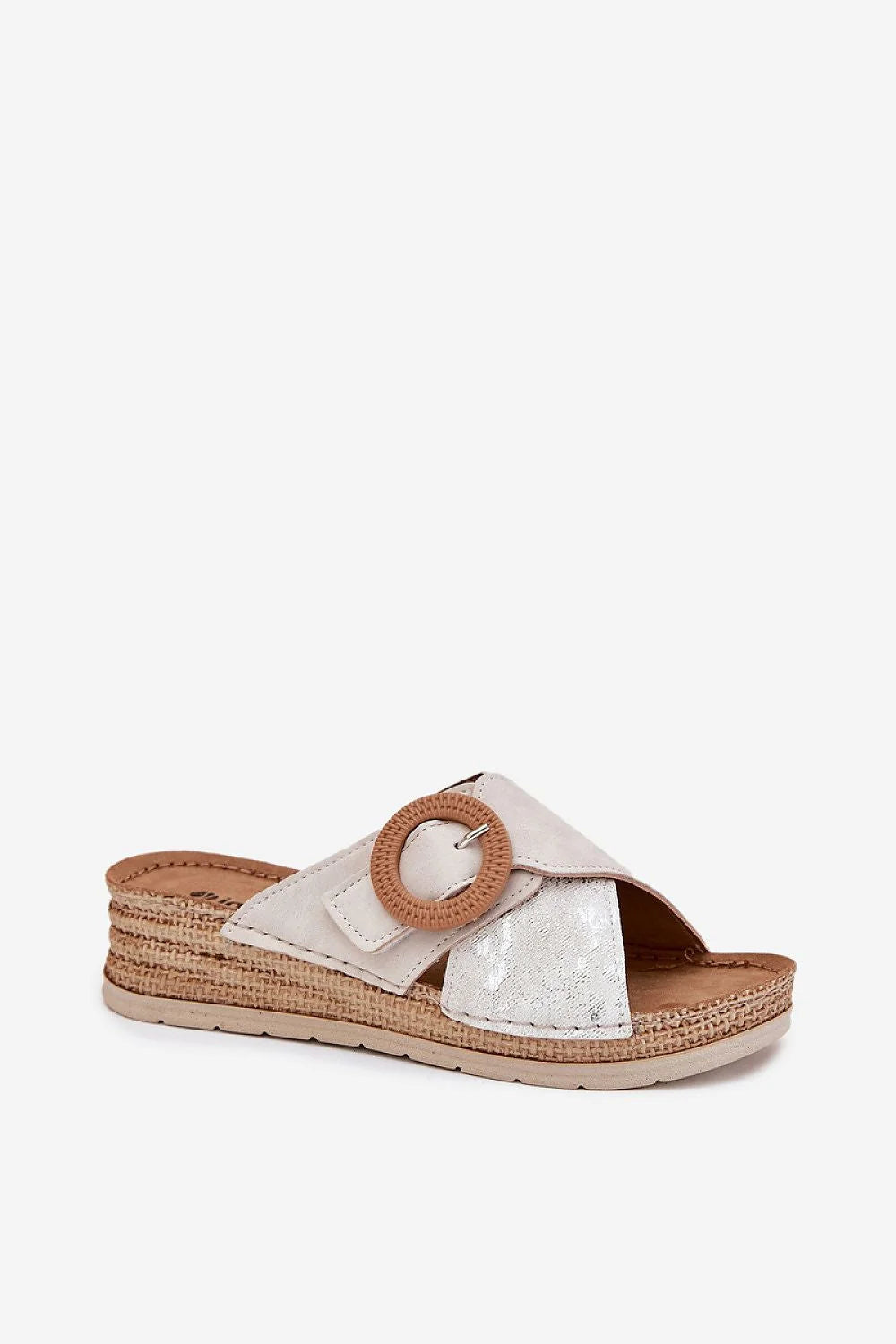 Sandales femmes design mules ouvert corde tressée cuir artificiel boucle bois Inblu style élégant confortable été 2023