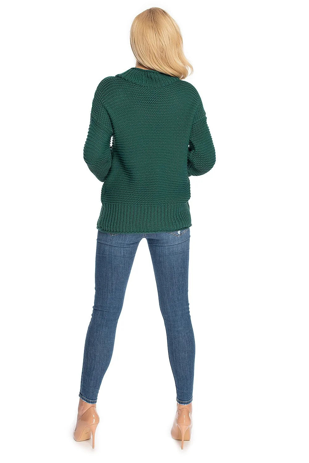 Pull en maille femme col roulé manches amples beige clair tricot épais côtelé qualité supérieure