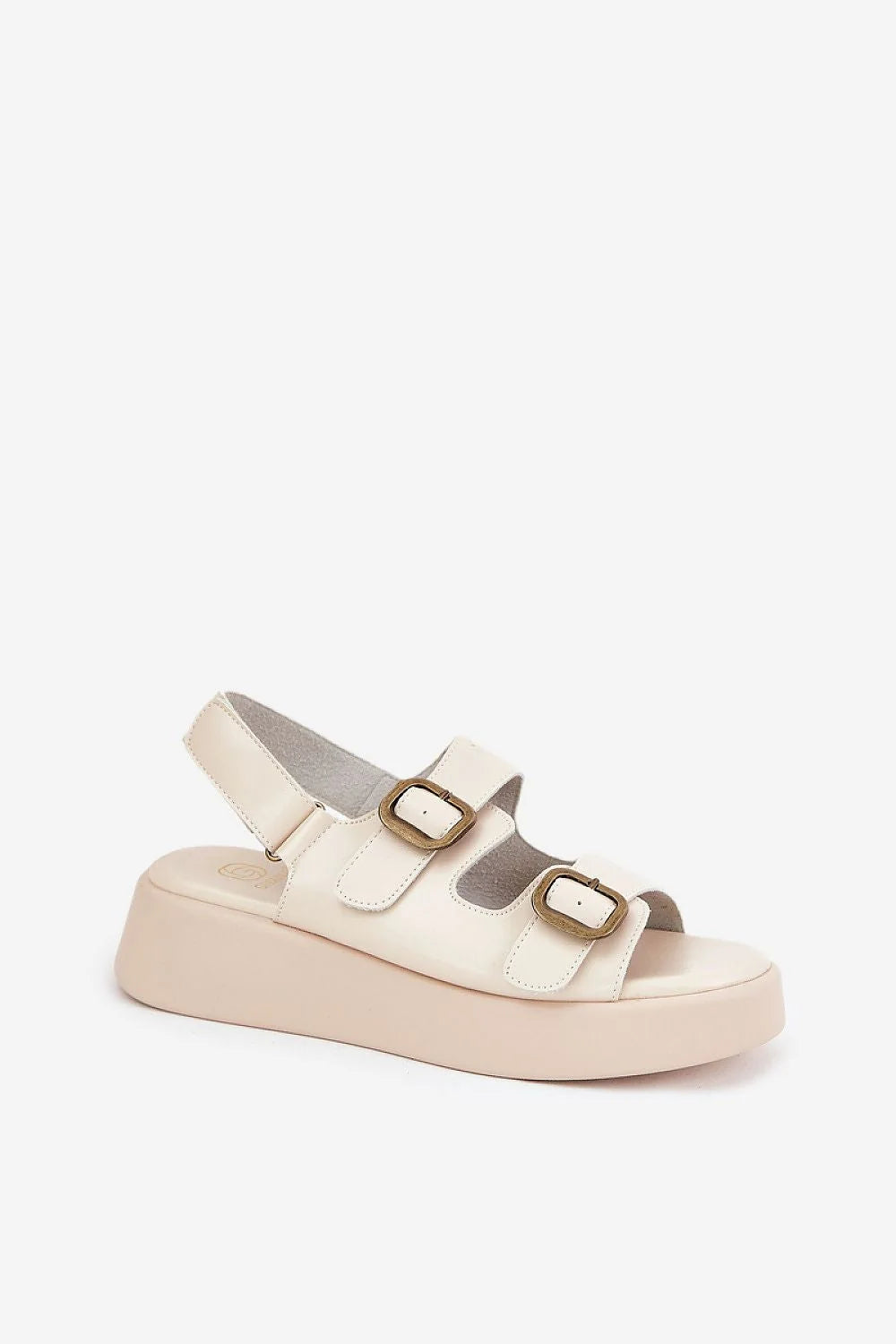 Sandales pour femmes modernes élégantes style casual double bride ajustables beige bronze vieilli semelle plateforme été confortable