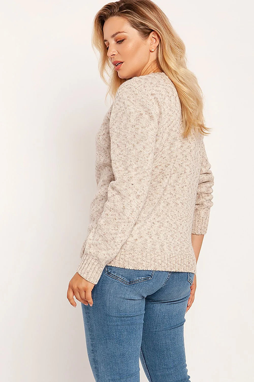 Pull femme en acrylique coupe droite motifs chinés élégant confortable pour saisons fraîches modernes