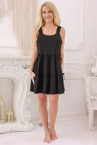 chemise nuit Kalimo Halka Fulha femme courte estivale noire bretelles larges encolure arrondie coupe ample viscose douce respirable