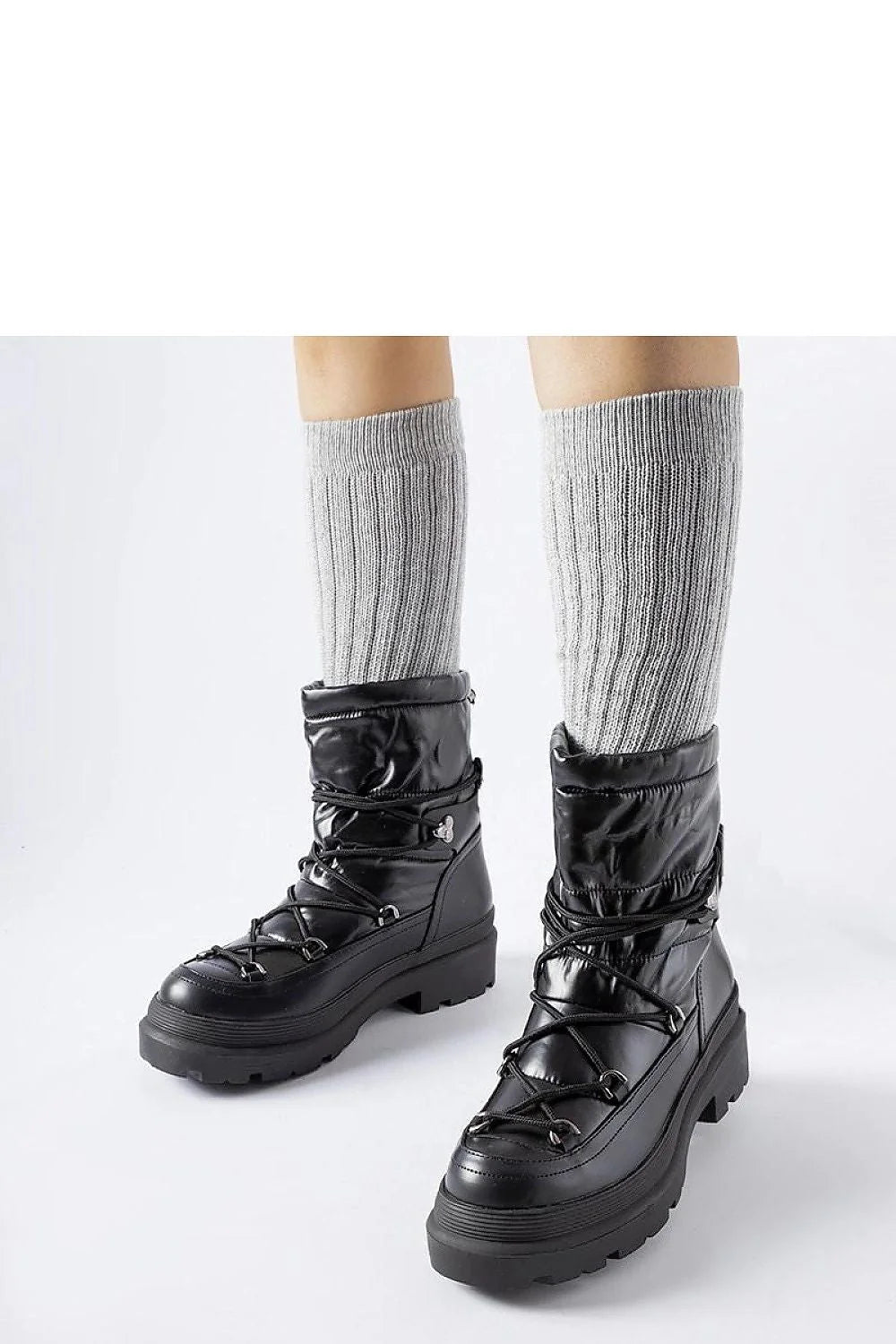 Bottes de neige Solea pour femmes style hiver après-ski design moderne matelassé conforturable isolation thermique caoutchouc noir