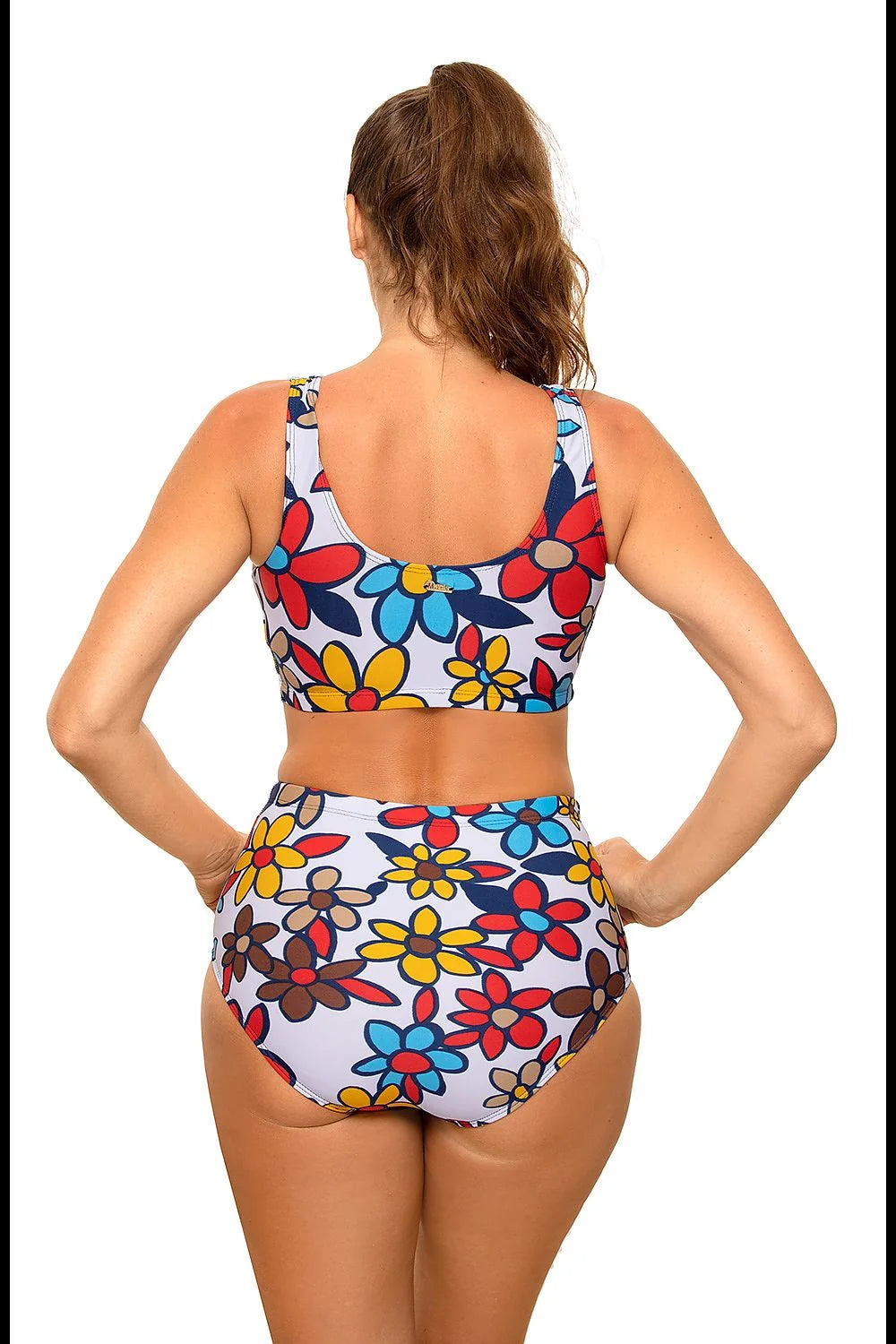 Maillot de bain deux pièces lycra tropical exotique floral élégant plage été femme tendance mode