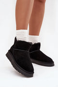 bottines femme hiver Vinceza suédine noire bout arrondi coutures décoratives slipon doublure fourrure apparente semelle plateforme crantée caoutchouc