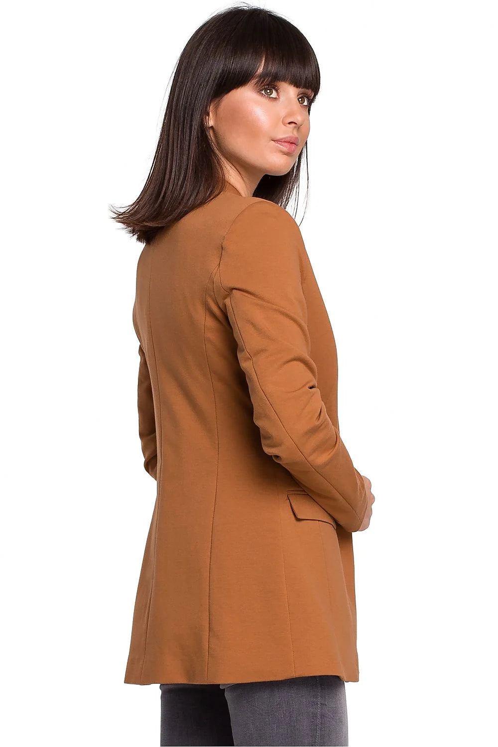 blazer femme BeWear rouge vif ajusté cintré manches longues col châle poches rabat doublé coton élasthanne confortable structuré