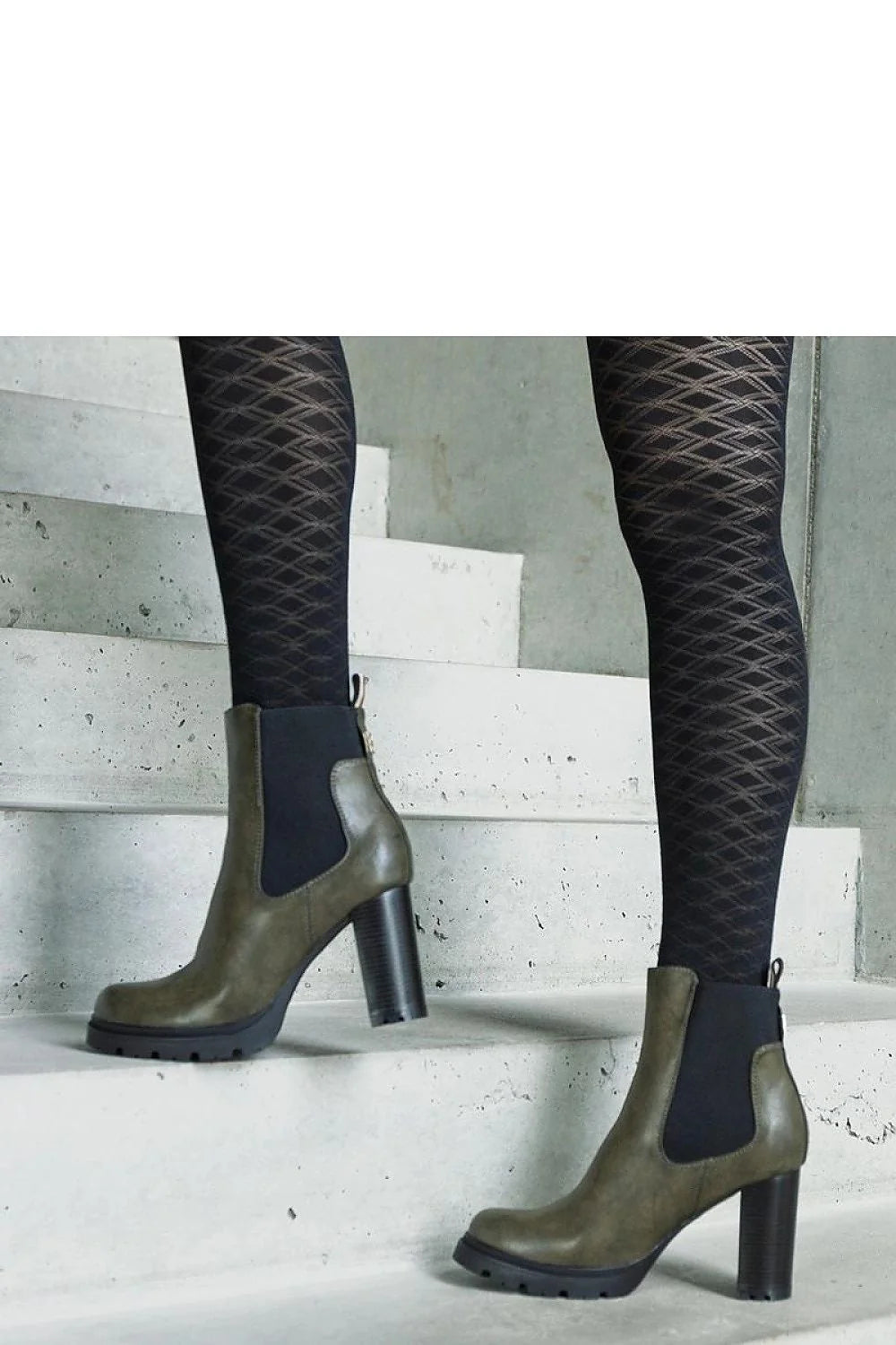 bottines chelsea femmes olive foncé simili cuir talon carré confortable semelle crantée antidérapante bout arrondi élastiques doublure chaude