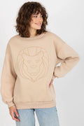sweatshirt féminin élégant confortable décontracté mélange coton élasthanne doublure chaude extensible durable manches longues col rond broderie subtile polyvalent stylé
