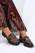 Moccasins pour femmes style audacieux imprimé léopard cuir verni talon plat confortable occasion polyvalente