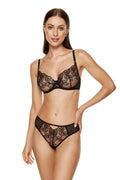 Soutien-gorge et culotte en tulle brodé floral élégant lingerie féminine sexy transparence doré ajustable femme