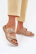 sandales femmes élégantes cuir écologique suédine beige espadrille plateforme basse mules ouvertes brides réglables boucle écaille semelle anatomique