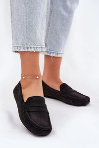 Mocassins femmes style élégant daim naturel confortable bout rond semelle intérieure cuir doux taille ajustable occasion quotidienne semi-formelle