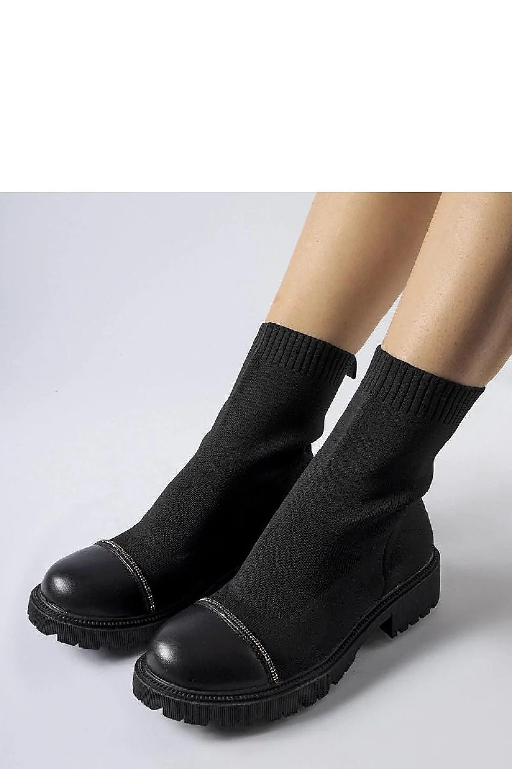 Bottines noires en chaussettes zircons Vail design moderne élégant femmes