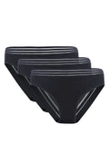 lot trois culottes coton stretch noir taille mi haute coupe classique ceinture elastique rayures oekotex certifie coutures plates gousset renforce