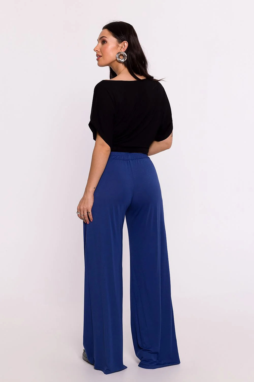 Ensemble femme Be Wear casual modern set top noir pantalon bleu navy maille viscose confort style