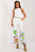 Pantalon femme Italie Moda coupe large高 taille haute motifs graphiques polyester confortable occasion quotidienne mode audacieuse