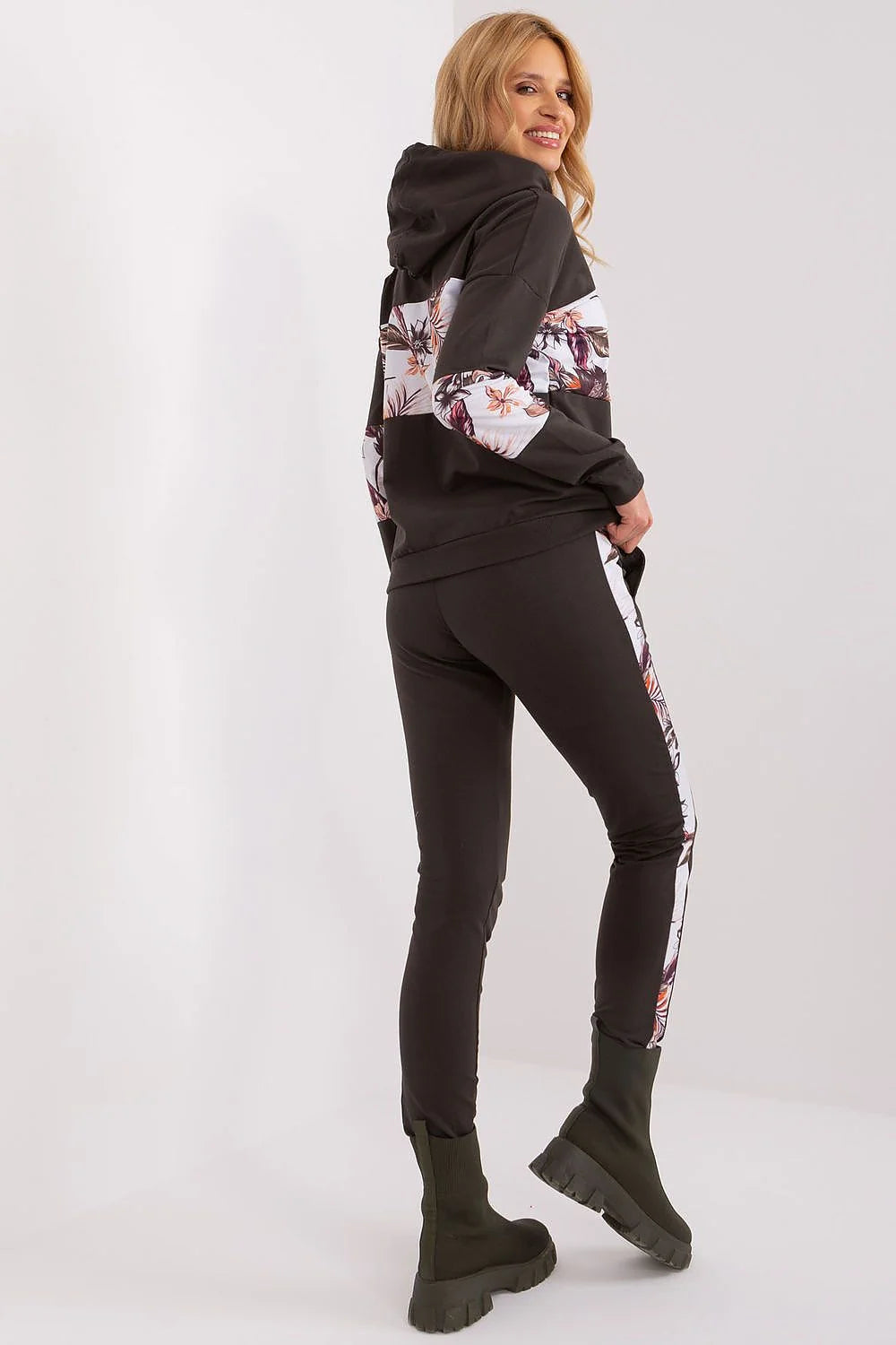 Ensemble de survêtements féminin floral sweat à capuche pantalon joggers coton polyester confort style moderne