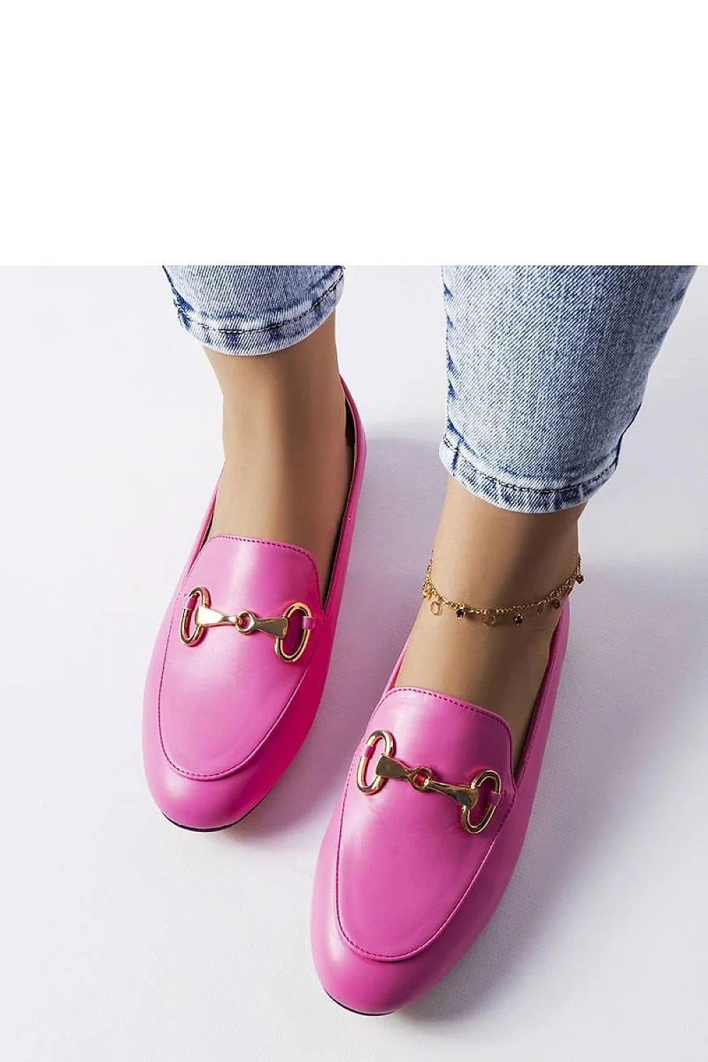 Moccasins Solea femmes cuir écolo rose vif style audacieux ornement métal doré tige basse confortable occasion décontractée élégante