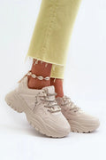 Chaussures de sport pour femme style urbain moderne design chunky beige confortable semelle épaisse plateforme 4cm
