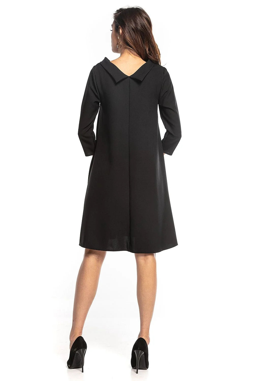 Robe élasthanne polyester style Jackie Kennedy élégante polyvalente manches 3/4 taille ajustable femmes