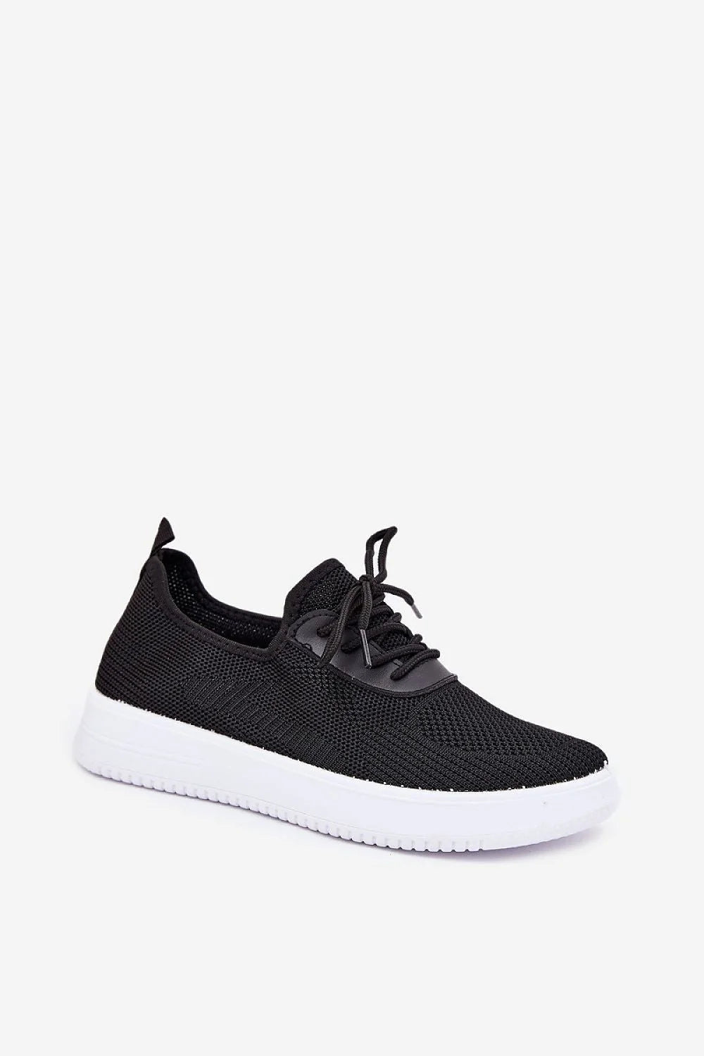 Chaussures de sport modernes pour femmes en maille noire semelle caoutchouc blanc low-top confortables et élégantes