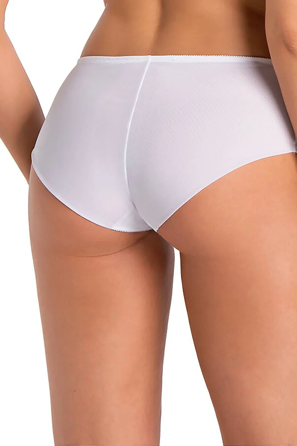 Culotte haute féminine en dentelle floral et maille transparente, blanche,高-cut, confort, élasticité, lingerie élégante pour femme