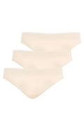 Culottes en bambou beige classiques pour femmes, taille ajustable, sans motifs, lot de 3, XS à XXL