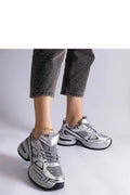 baskets solea femme chunky compensées argentées métallisées maille respirantes similicuir laçage rembourrées semelle épaisse profilée contrastée antidérapantes rétro sportives