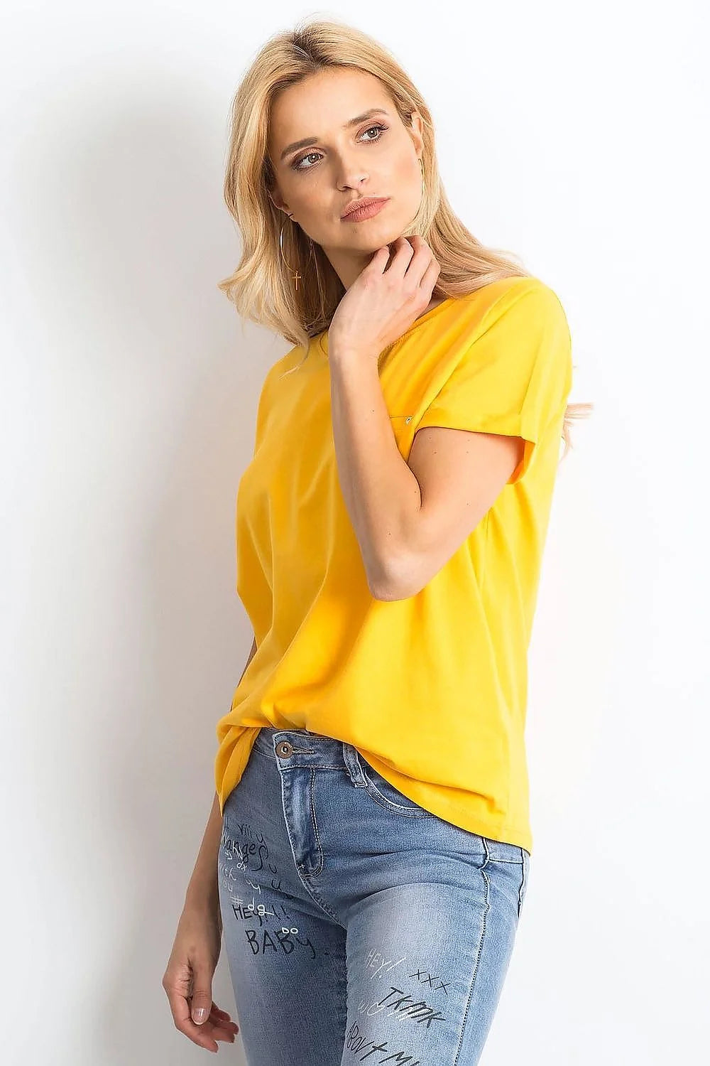 T-shirt pour femme simple et moderne en coton orange vif manches courtes col rond coupe droite confortable occasion quotidienne