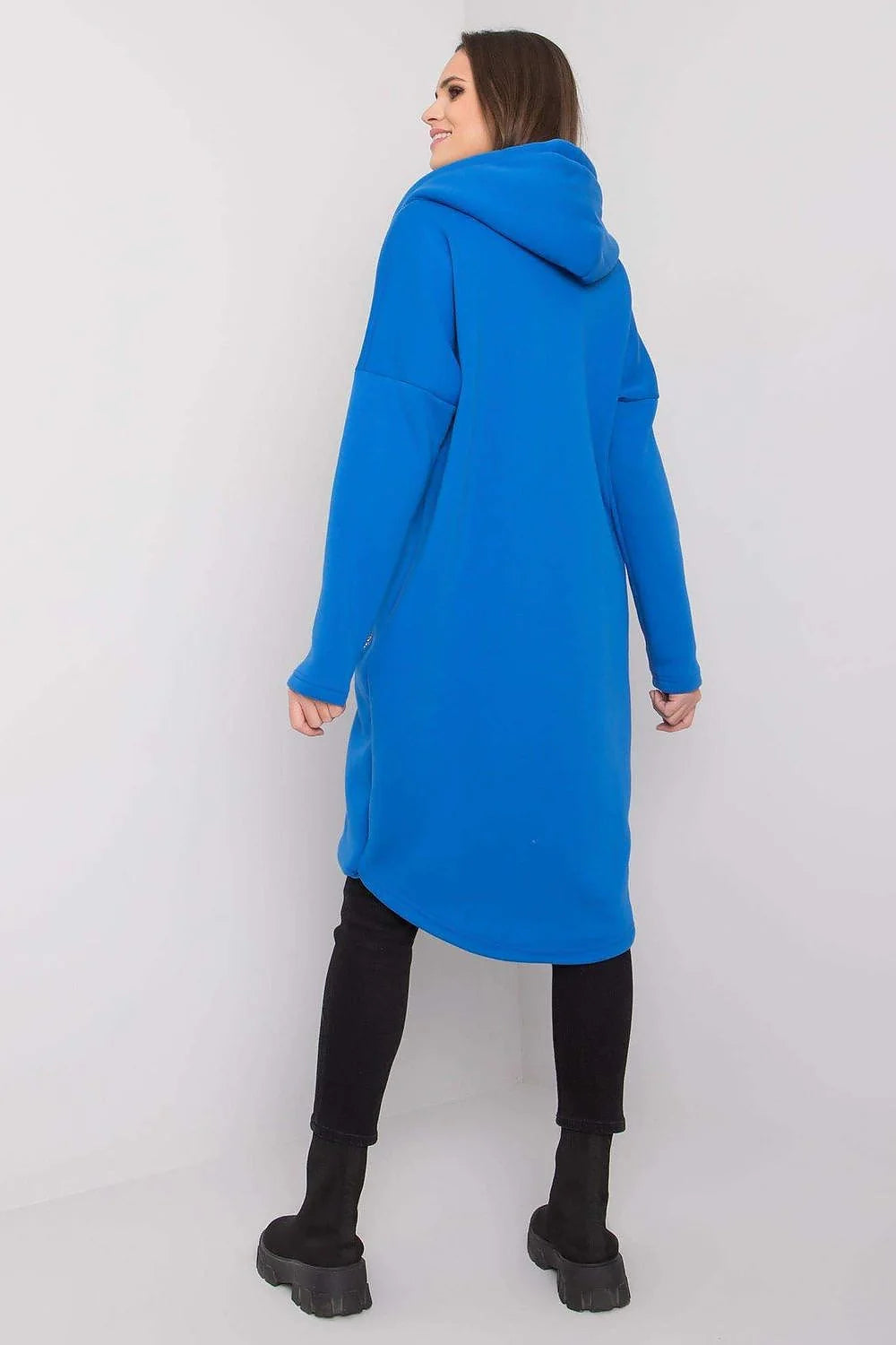 Sweatshirt Relevance pour femme moderne long asymétrique coton élasthanne casual urban style manches longues