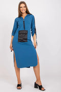 Robe de jour Ex Moda style habillé capuche fentes latérales poche bretelles réglables coton élasthanne polyvalente femme