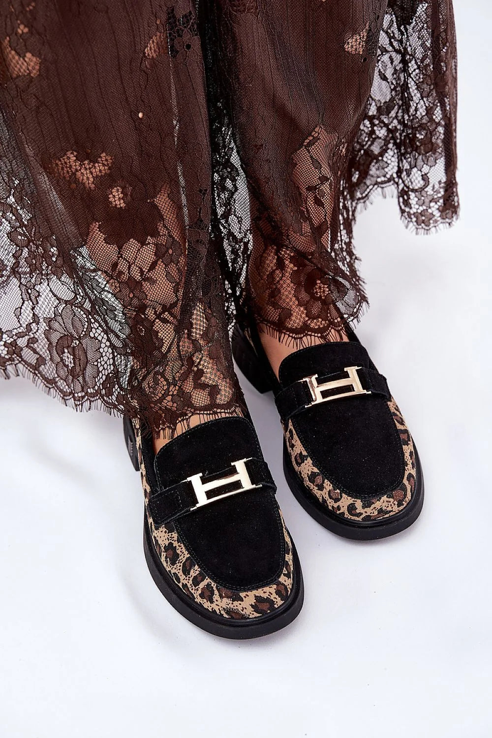 Mocassins femmes Vinceza suédine écologique motif léopard talon plat confortable style audacieux occasion polyvalente