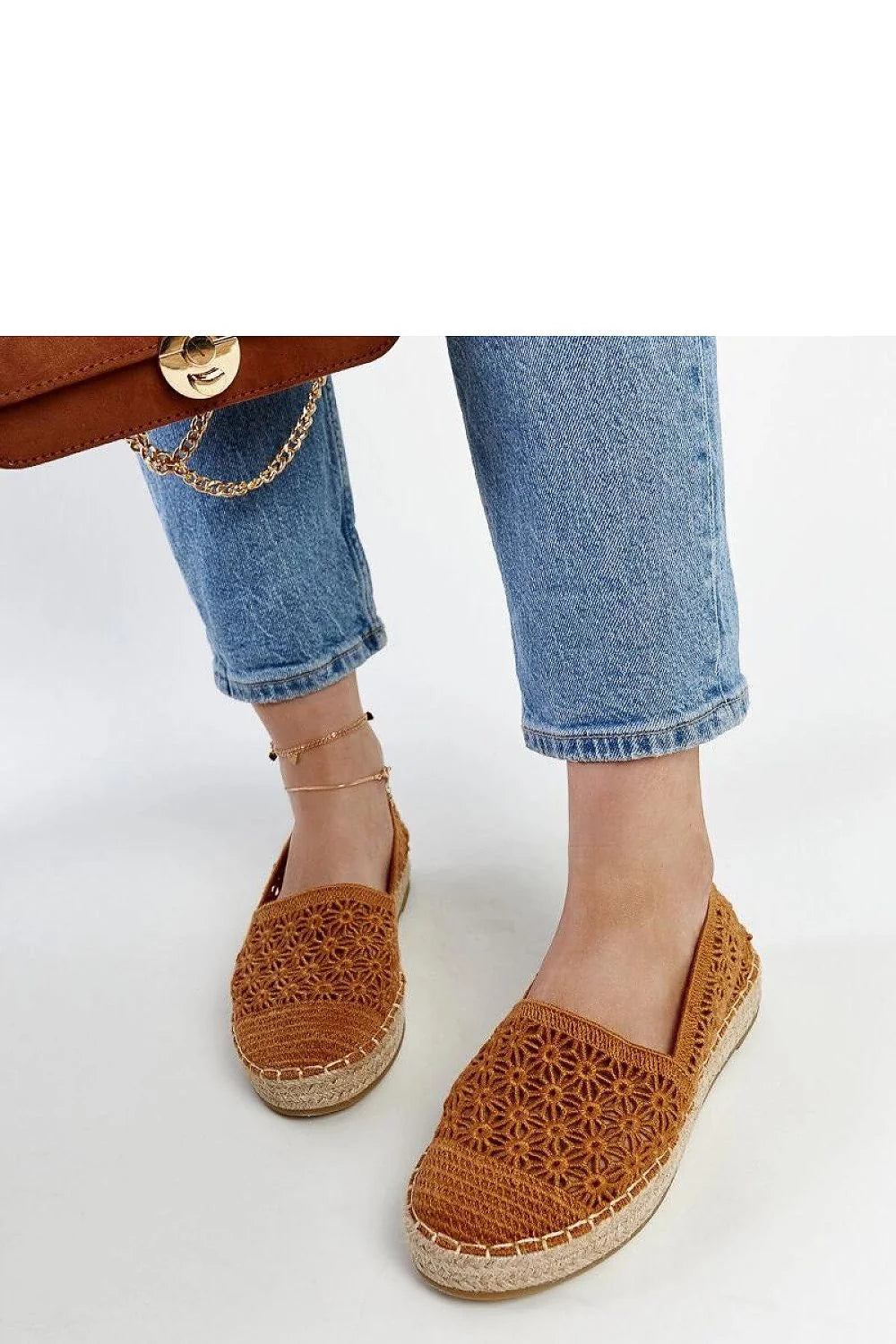 Espadrille Solea design floral crochet motif bohème été espadrilles plateforme jute caoutchouc marron femme