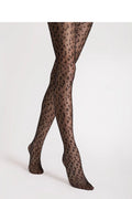 Collants féminins élégants en tissu semi-transparent motif léopard noir coupe ajustée style moderne audacieux pour femmes