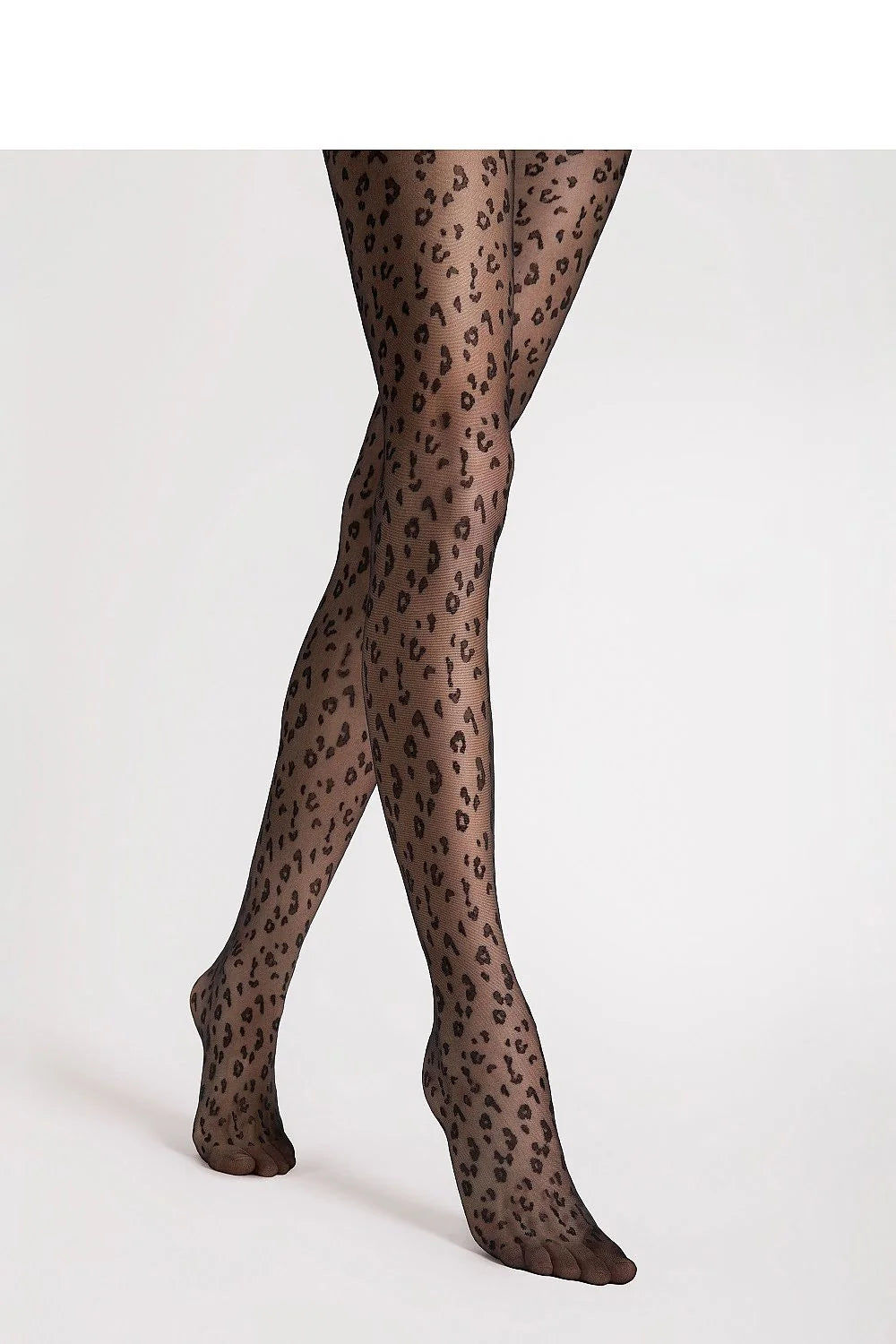 Collants féminins élégants en tissu semi-transparent motif léopard noir coupe ajustée style moderne audacieux pour femmes