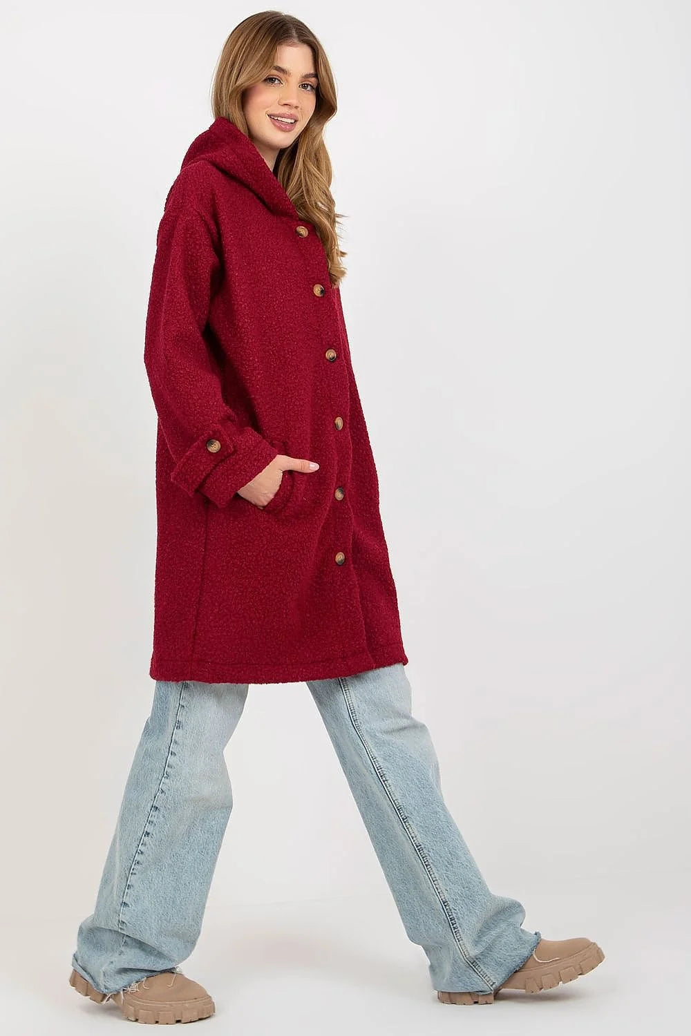 Manteau pour femme en peluche à manches longues capuche poches coulissantes non doublé non isolé couleur noir